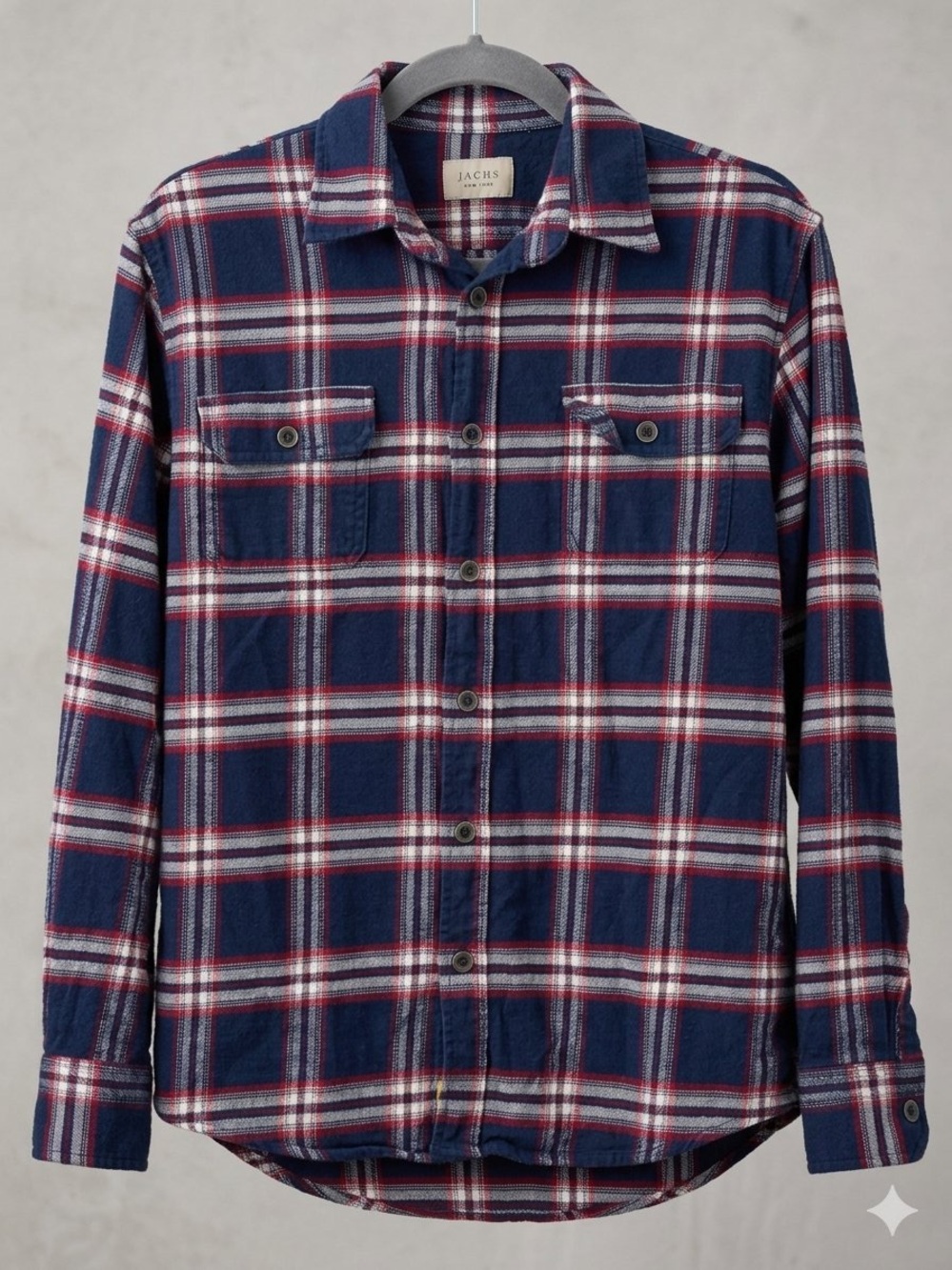 Jachs 100% Cotton Flannel Plaid Button-Front Shirt Jacket (M)